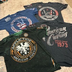 Affliction American Customs Graphic Tees - Black, Blue, Green